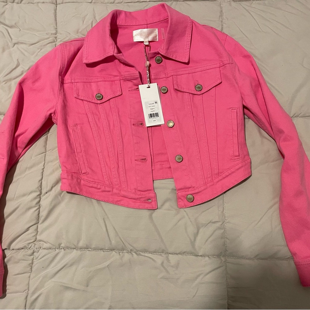 LoveShackFancy Vibrant Pink Jean Jacket